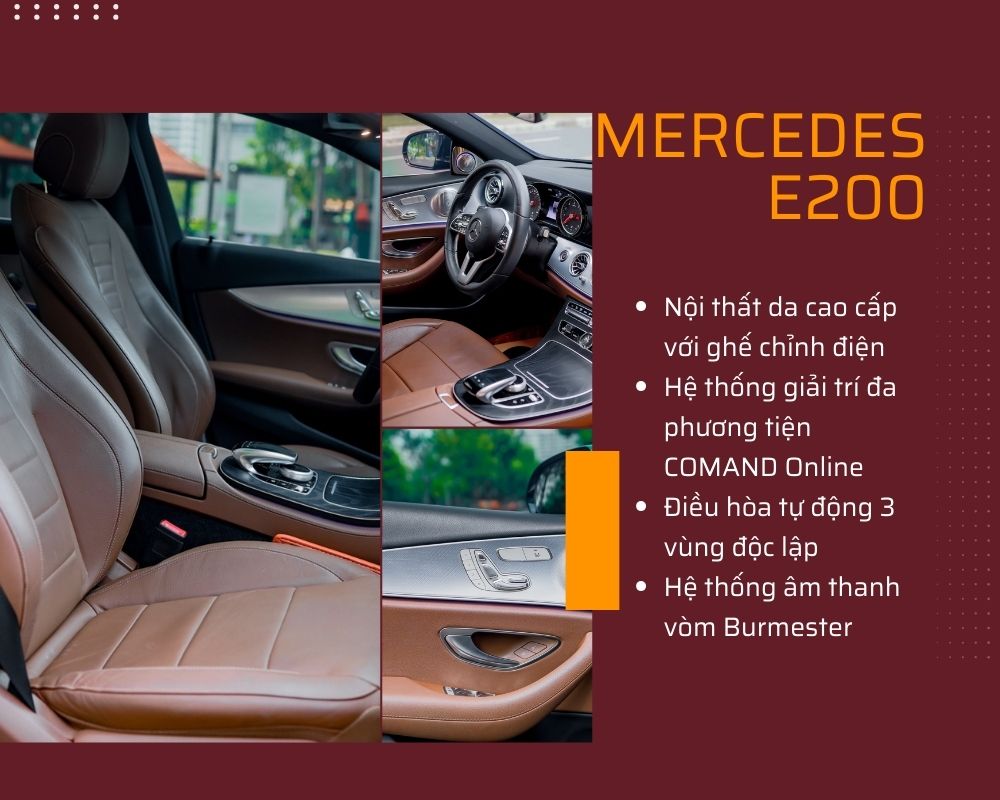 Nội thất bọc da cao cấp sang trọng của Mercedes E200