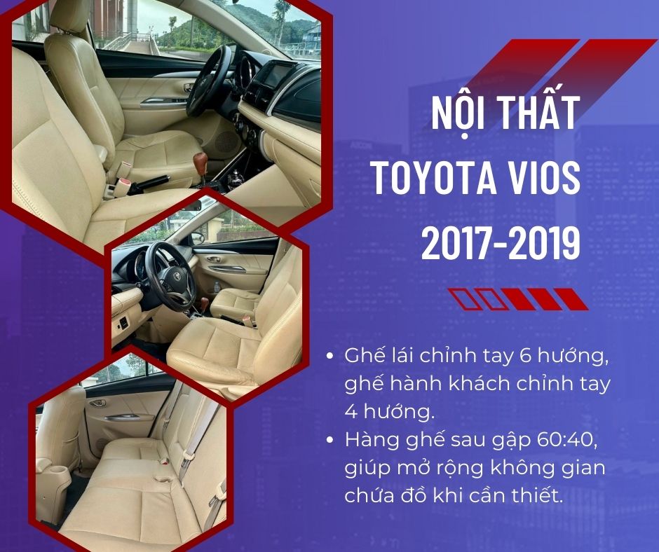 Nội thất của Toyota Vios 2023-2024 được thiết kế để mang lại sự thoải mái