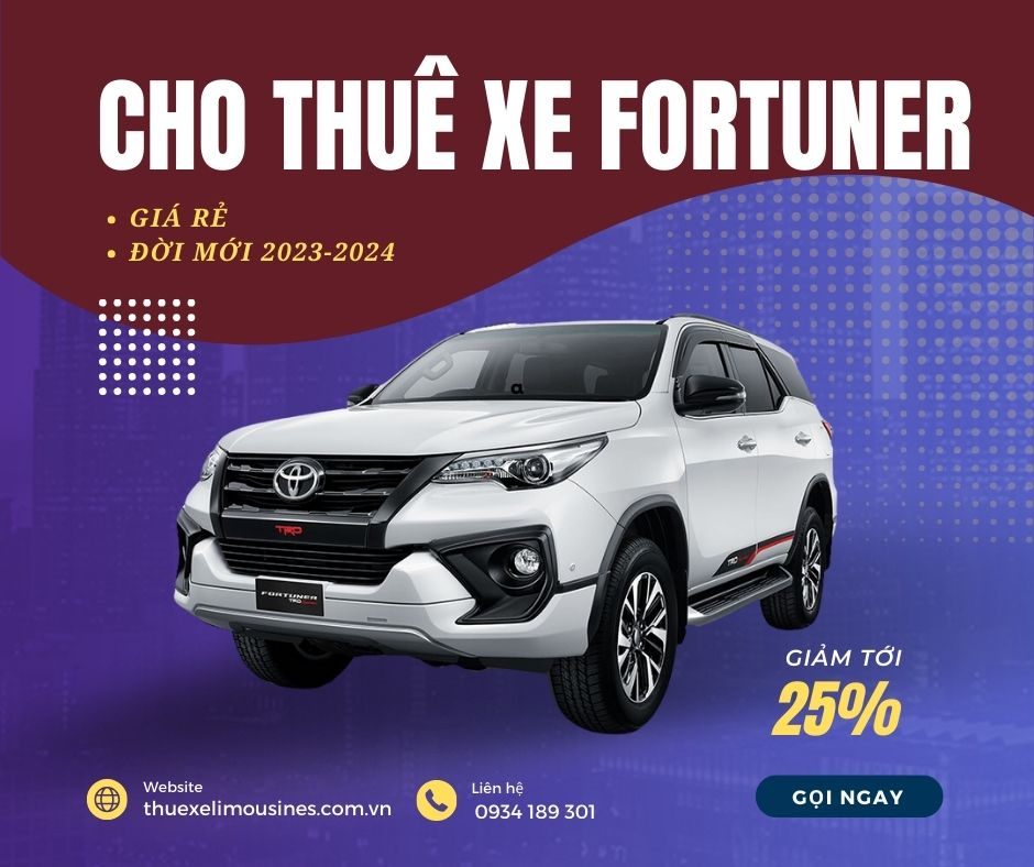 Thuê xe Fortuner bản trắng đẹp mắt