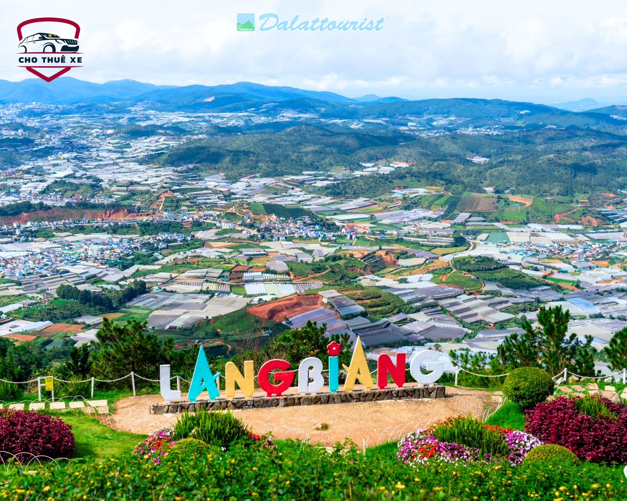 Langbiang Đà Lạt view toàn cảnh nhà kính núi non trùng điệp