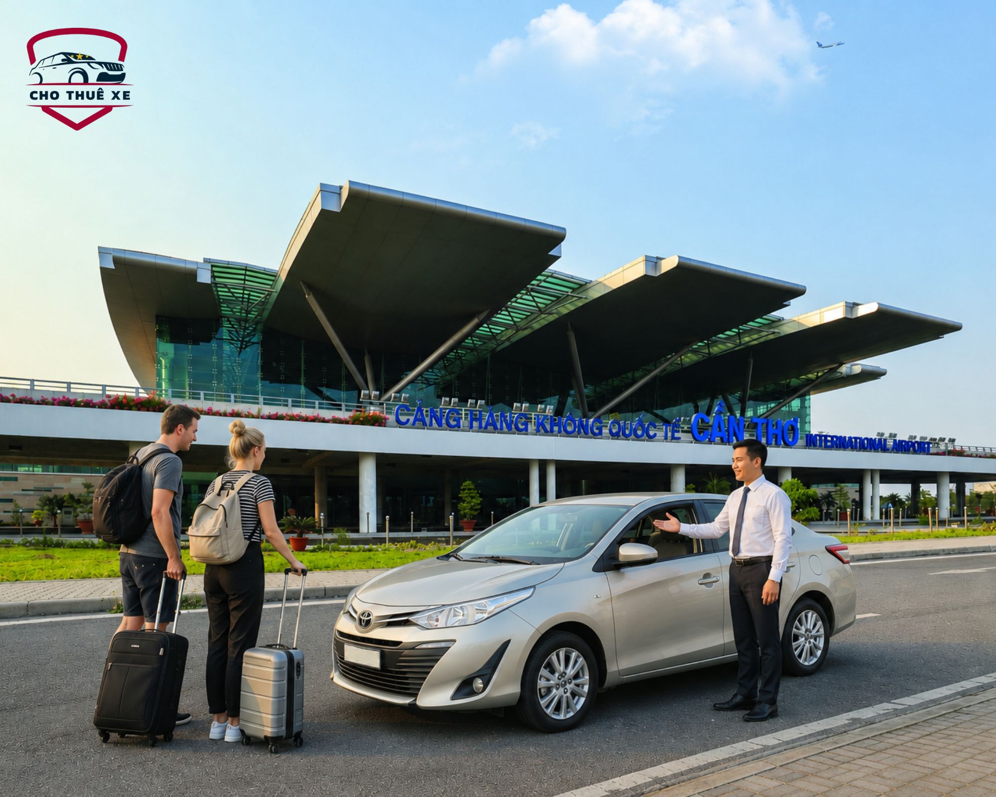 Tài xế đón khách tại bên ngoài sân bay quốc Cần Thơ