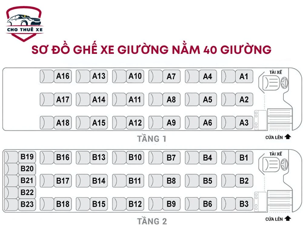 Sơ đồ ghế xe giường nằm 40 giường