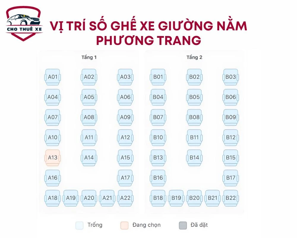 Vị trí số ghế xe giường nằm Phương Trang