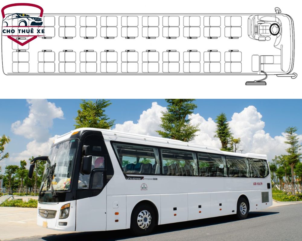 Sơ đồ chỗ ngồi xe 45 của dòng Hyundai Universe
