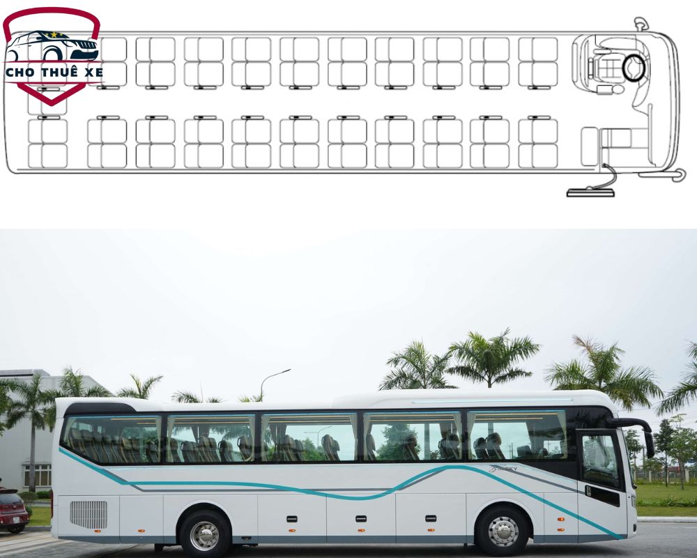 Sơ đồ chỗ ngồi xe 45 của dòng Thaco Bluesky TB120s