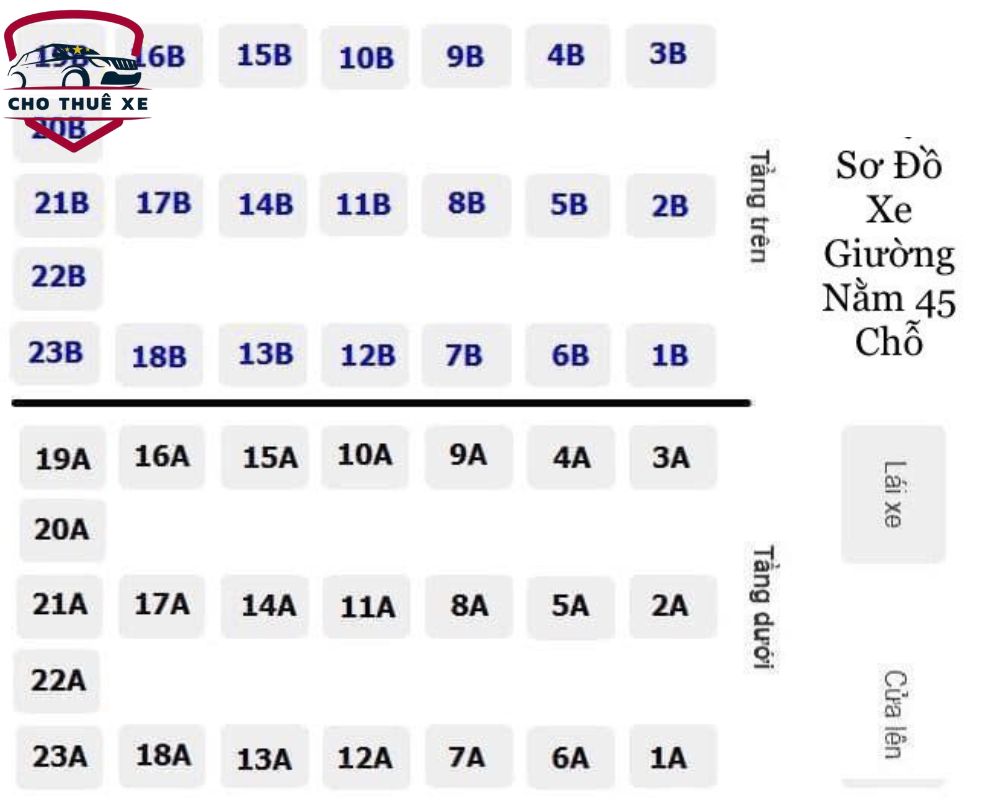 Sơ đồ của xe giường nằm 45 chỗ