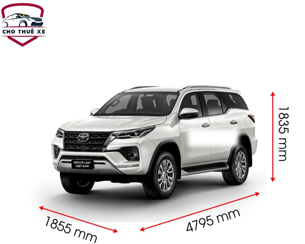 Kích thước tổng quan của xe 7 chỗ Toyota Fortuner