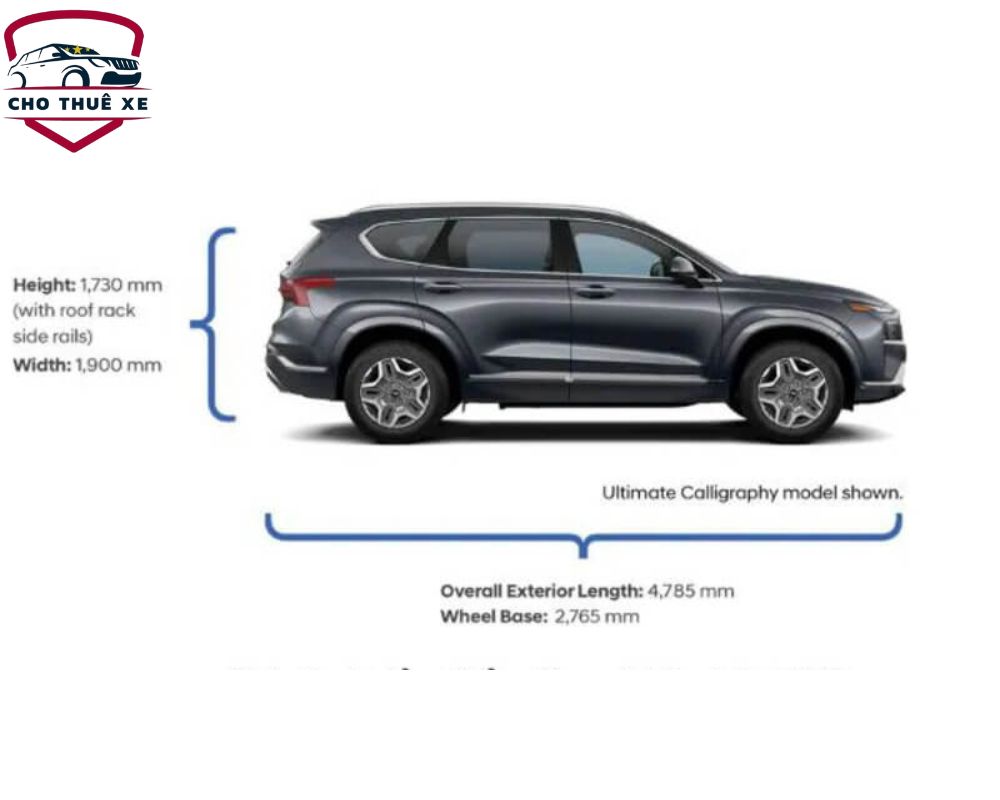 Kích thước xe Hyundai Santafe 7 chỗ