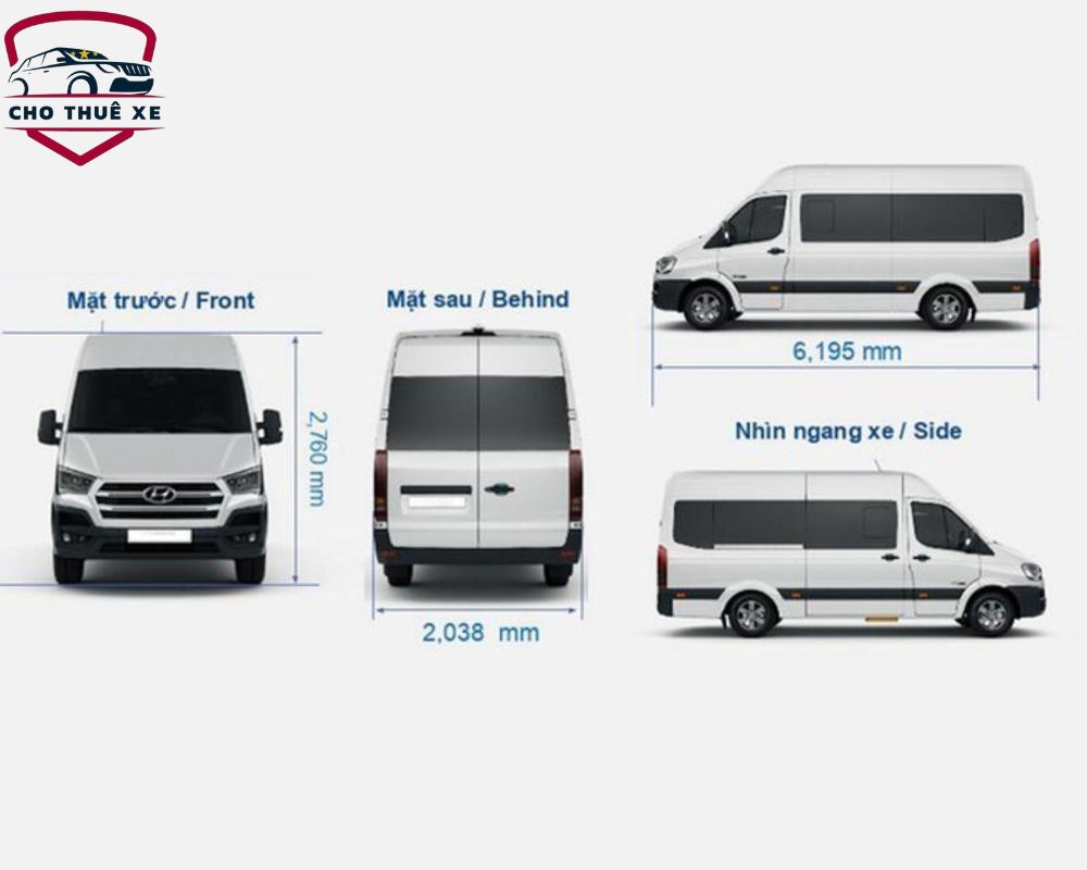 Kích thước xe Ford Transit 16 chỗ mới