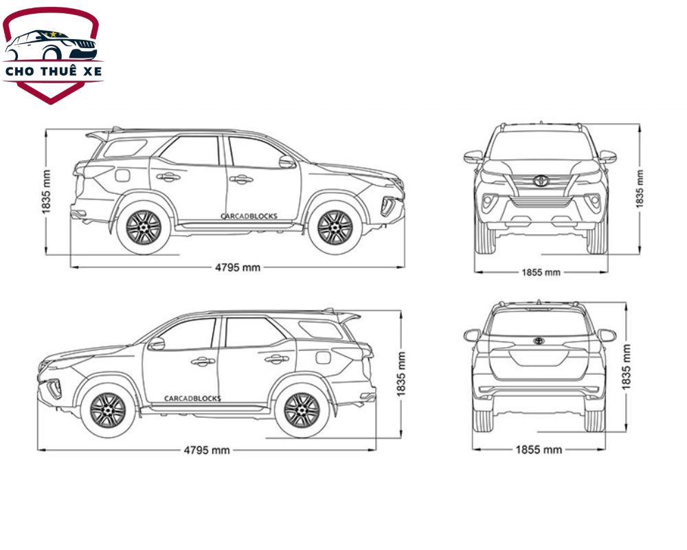 Kích thước xe Fortuner 2025