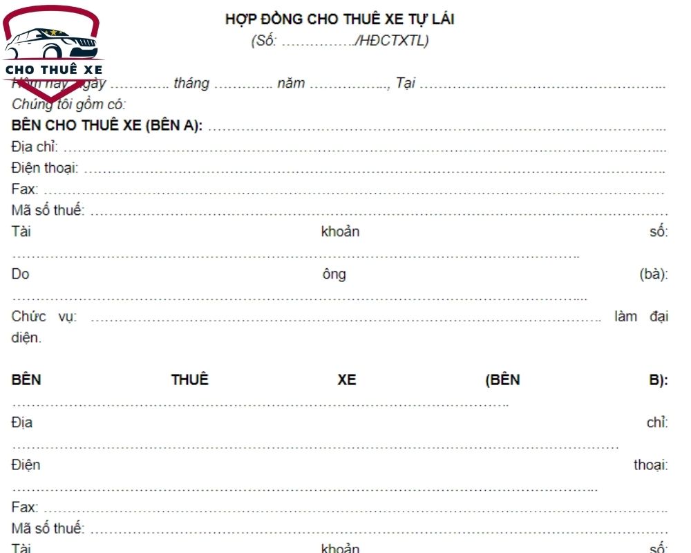 Mẫu hợp đồng cho thuê xe ô tô tự lái