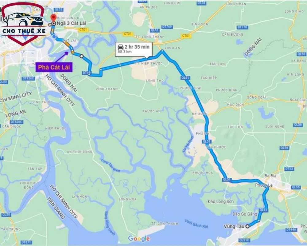 Tuyến đường từ TPHCM đi Vũng Tàu qua phà Cát Lái