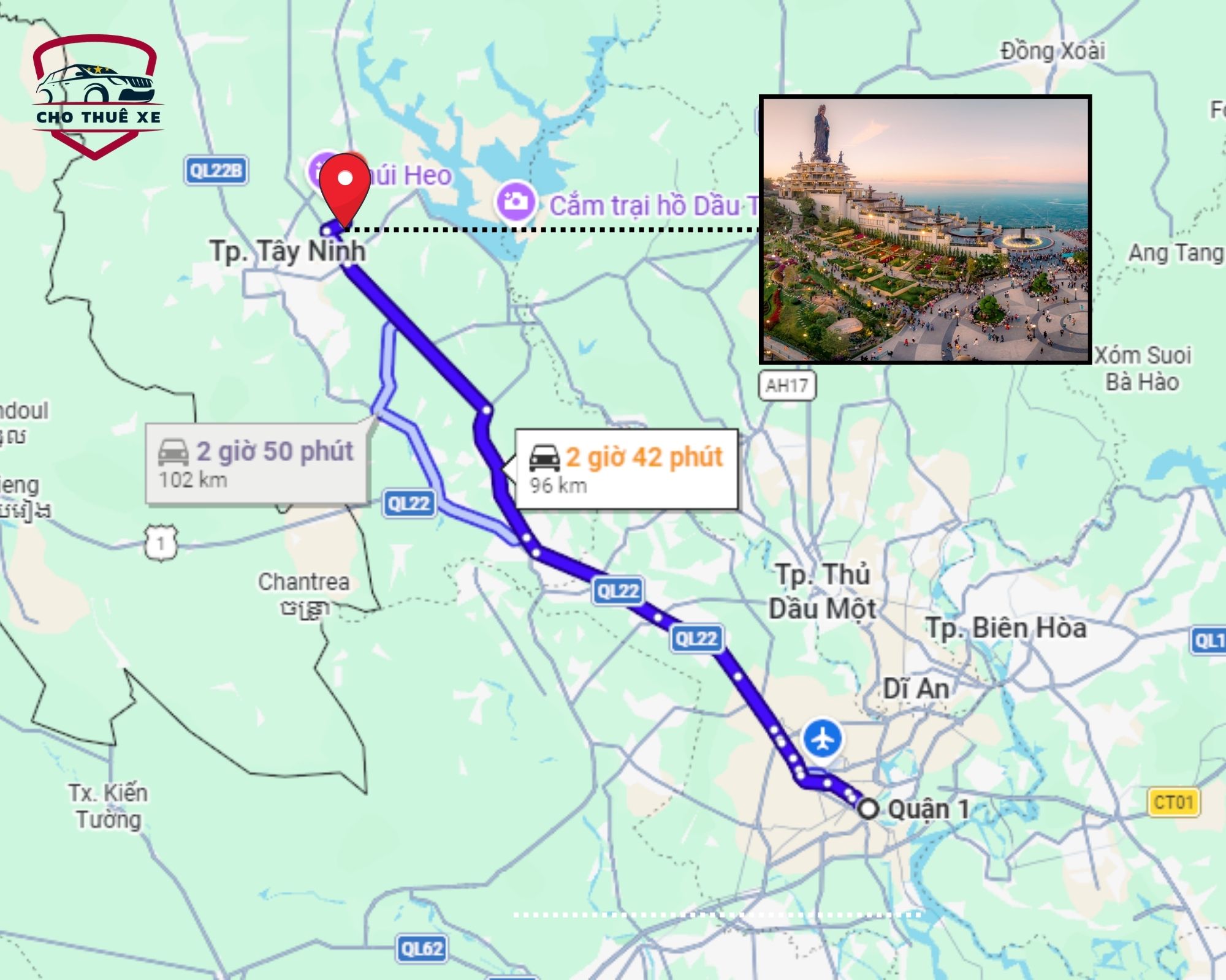 Dịch vụ Thuê xe 7 chỗ đi Núi Bà Đen trọn gói từ TPHCM. Chỉ mất chưa đầy 3 tiếng di chuyển để chạm đỉnh 'Nóc nhà Nam Bộ'