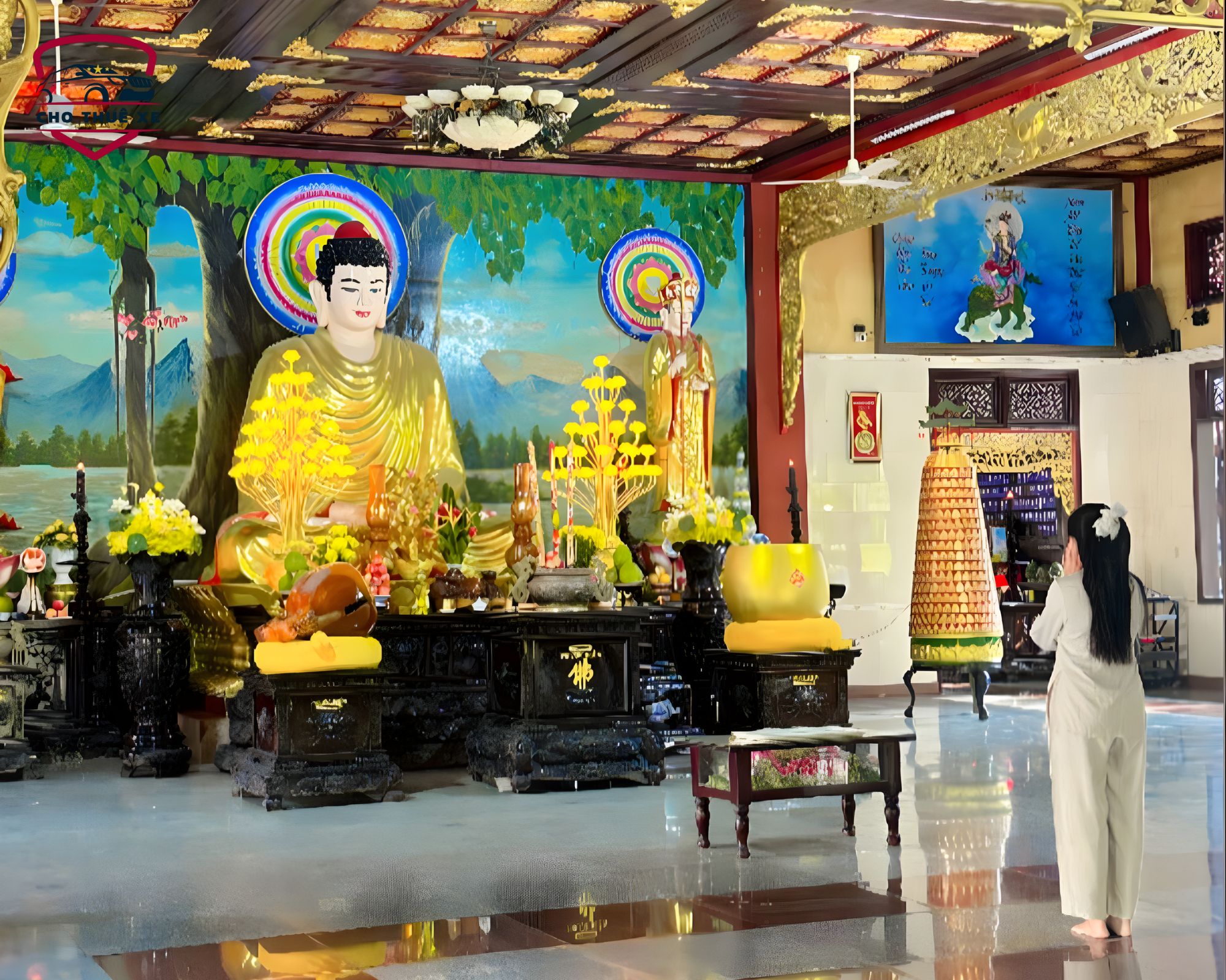 Rũ bỏ mọi muộn phiền trong không gian Chính điện trang nghiêm và tĩnh lặng tại Chùa Bún Riêu