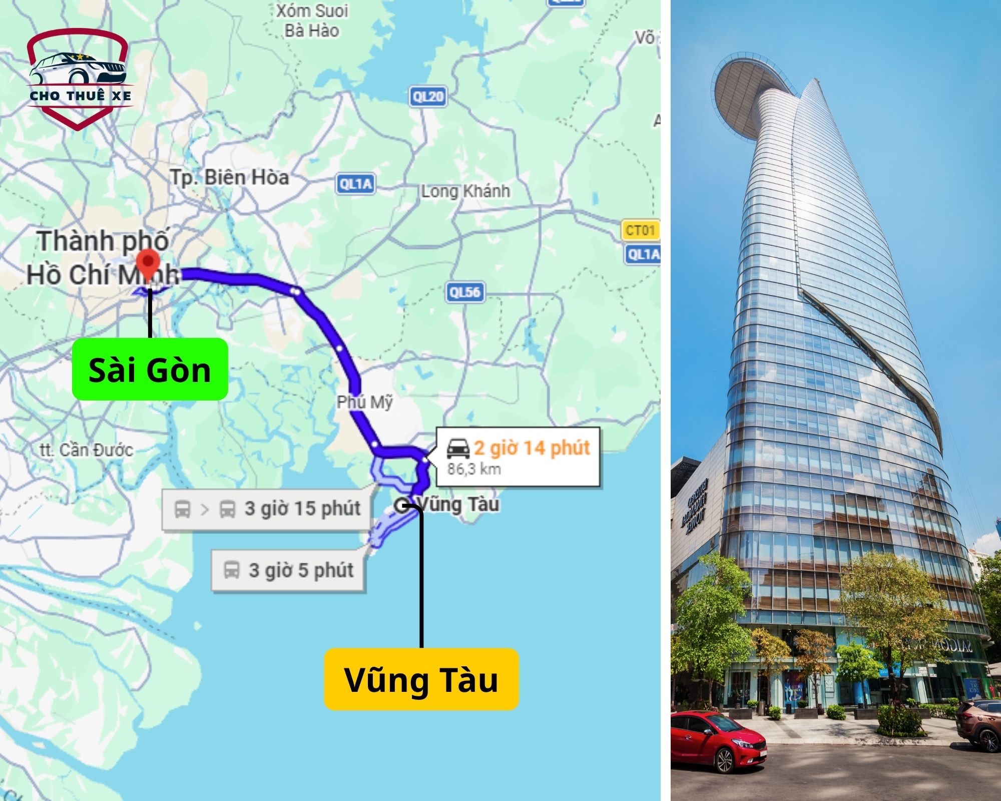 Dịch vụ thuê xe Vũng Tàu đi Sài Gòn đưa đón tận nơi từ trung tâm thành phố Vũng Tàu đến tòa nhà Bitexco Quận 1