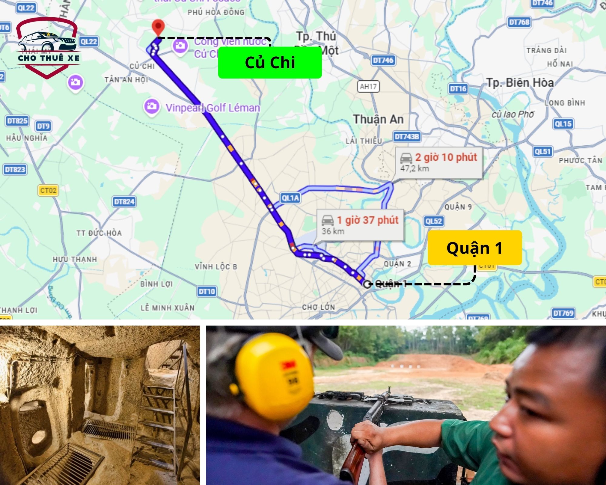 Hành trình Thuê xe đi Củ Chi 1 ngày: Lộ trình từ Quận 1, tham quan Địa đạo và bắn súng