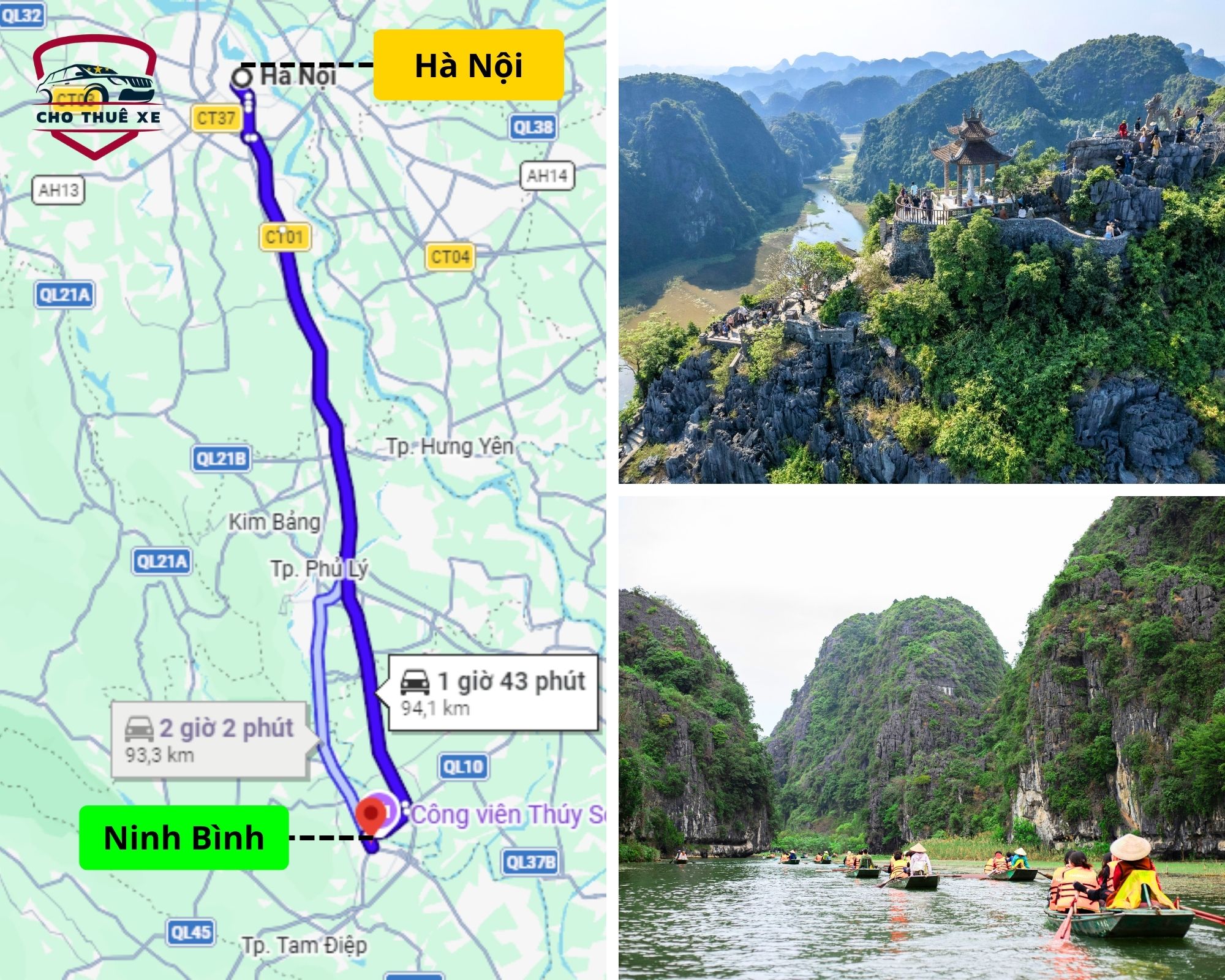 Thuê xe đi Ninh Bình từ Hà Nội tham quan Tràng An và Hang Múa với lộ trình tối ưu