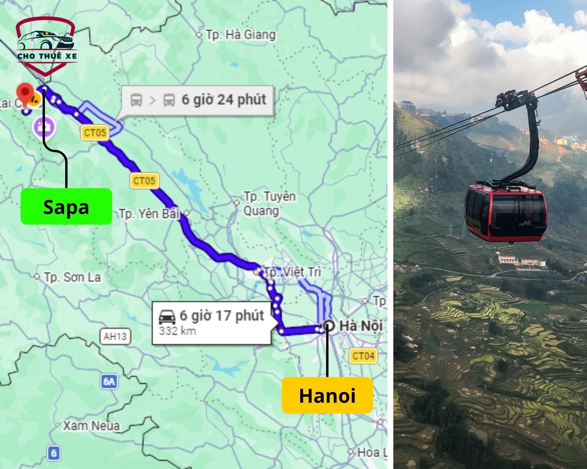 Thuê xe đi Sapa 2 ngày 1 đêm để trải nghiệm cáp treo Fansipan và ngắm nhìn thung lũng Mường Hoa hùng vĩ