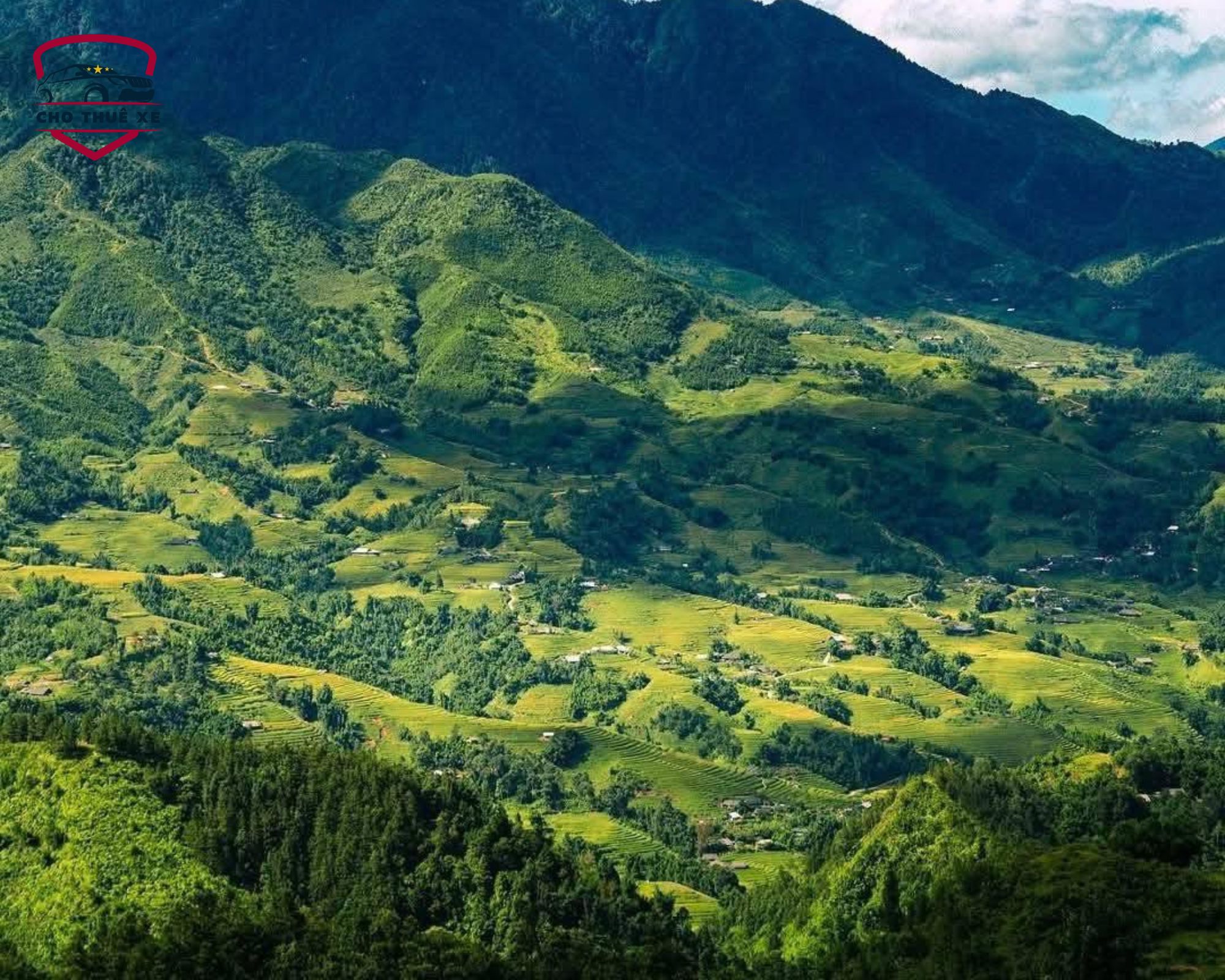 Toàn cảnh thung lũng Mường Hoa Sapa với những thửa ruộng bậc thang xanh ngát