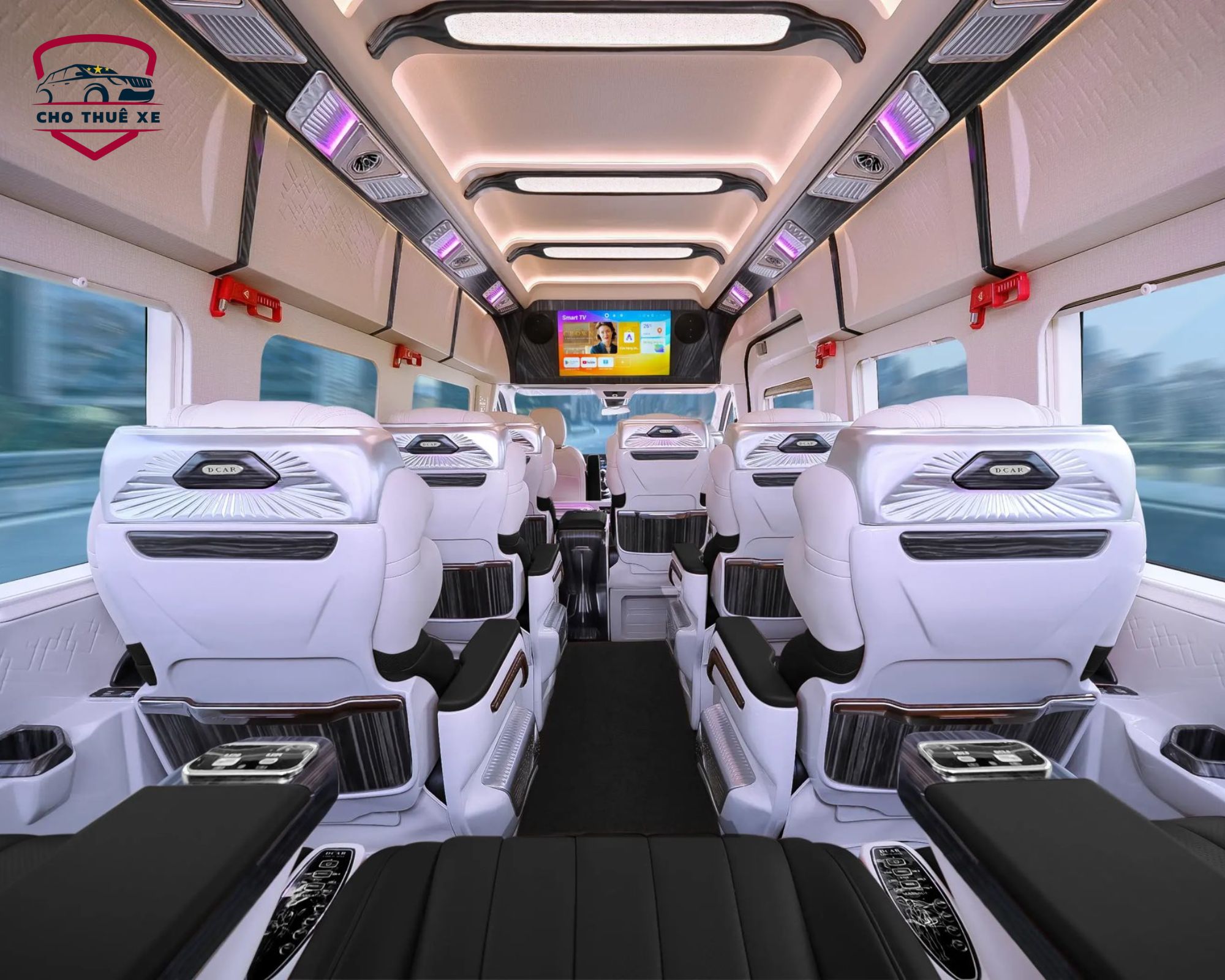 Cách bố trí ghế ngồi độc lập tiêu chuẩn hàng không trên dòng xe limousine Dcar Business Class cao cấp