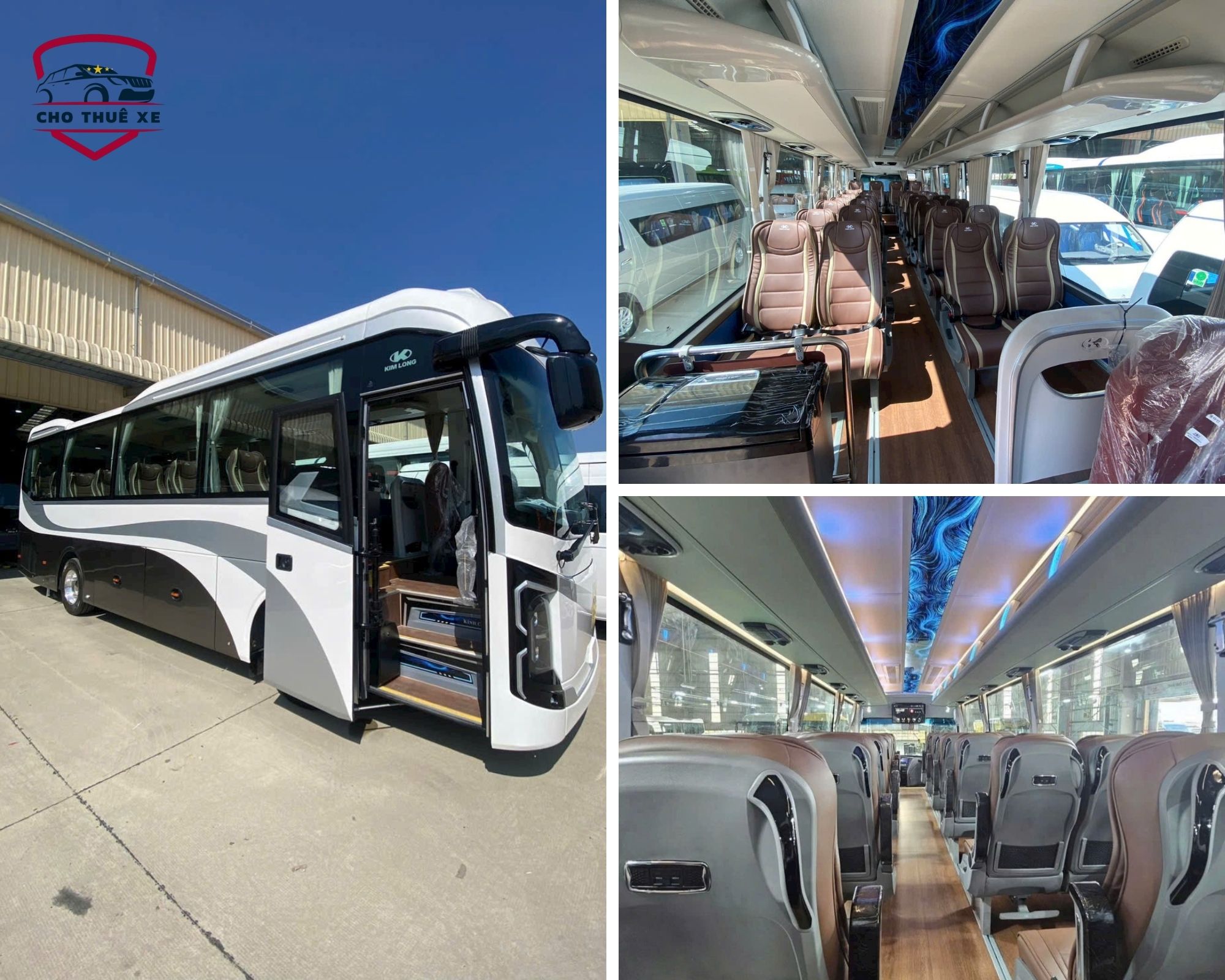 Cận cảnh hàng ghế da cao cấp và lối đi thông thoáng bên trong xe khách 29 chỗ